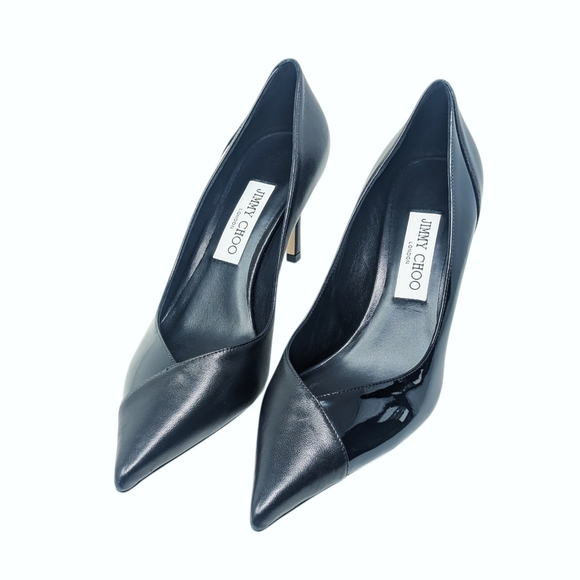 New Jimmy Choo Cass 95 Black Nappa & Patent Pointed Pump Size EU 38.5 - Picture 3 of 9